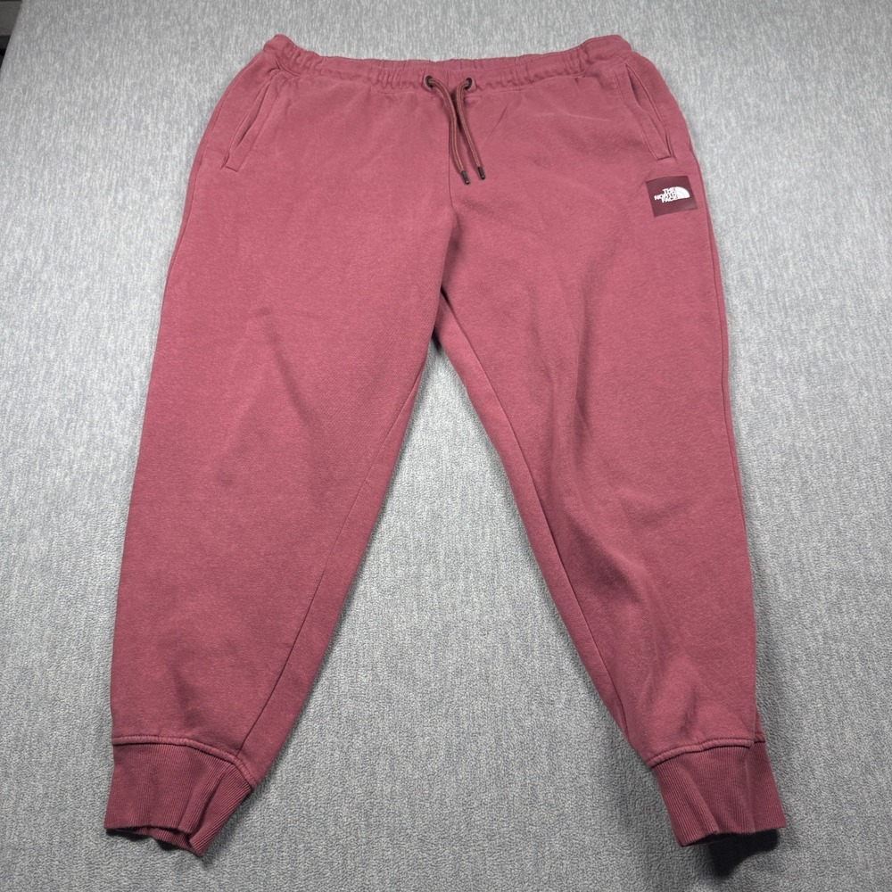 The North Face Sweatpants Womens XL Maroon Red Box Logo Fleece Joggers Lounge